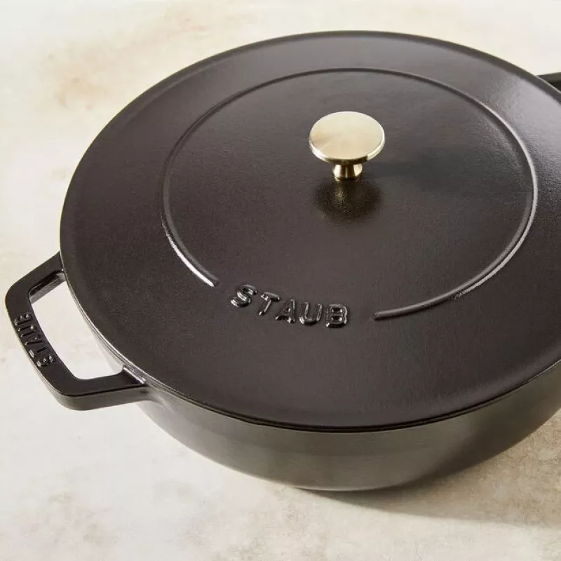 Saute Pan ZWILLING STAUB BRAISERS apvali 28 cm, juoda, dugno Ø 22.2 cm