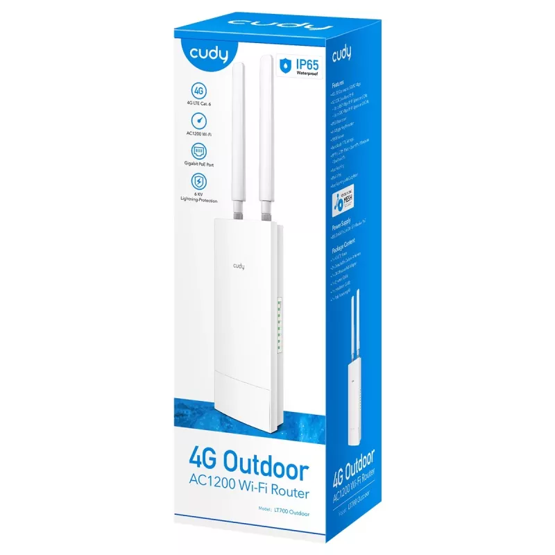 Cudy LT700 belaidis maršrutizatorius Gigabit Ethernet dviejų juostų (2,4 GHz / 5 GHz) 4G baltas