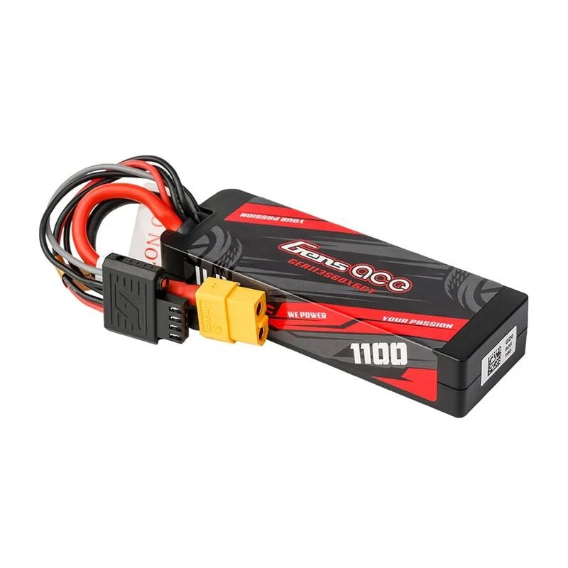 Lipo Gens ace G-Tech 1100mAh 11.1V 3S1P 60C GRP-76 Hardcase Battery su XT60 kištuku