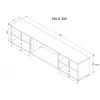 TV spintelė cama meble POLO 180x33x39 cm su elektriniu židiniu 1400–1600 W, laminatas, balta/juoda