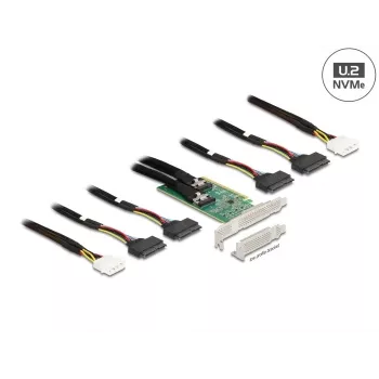 DeLOCK PCI Express 4.0 x16 kortelė prie 4 x SFF-8639 NVMe – Bifurkacija – Žemo profilio formos koeficientas