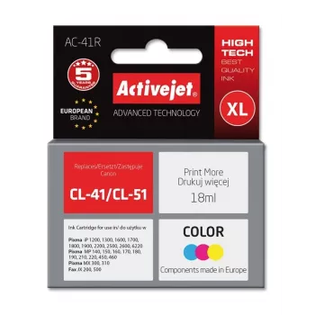 Activejet AC-41R rašalo kasetė (pakaitalas Canon CL-41; Premium; 18 ml; spalvota)