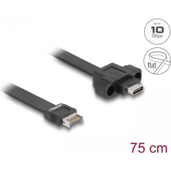 “DeLOCK” USB plokščias laidas Type-E Key A 20 kontaktų kištukas į USB Type-C lizdą 75 cm