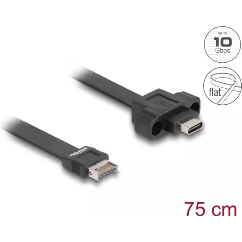 “DeLOCK” USB plokščias laidas Type-E Key A 20 kontaktų kištukas į USB Type-C lizdą 75 cm