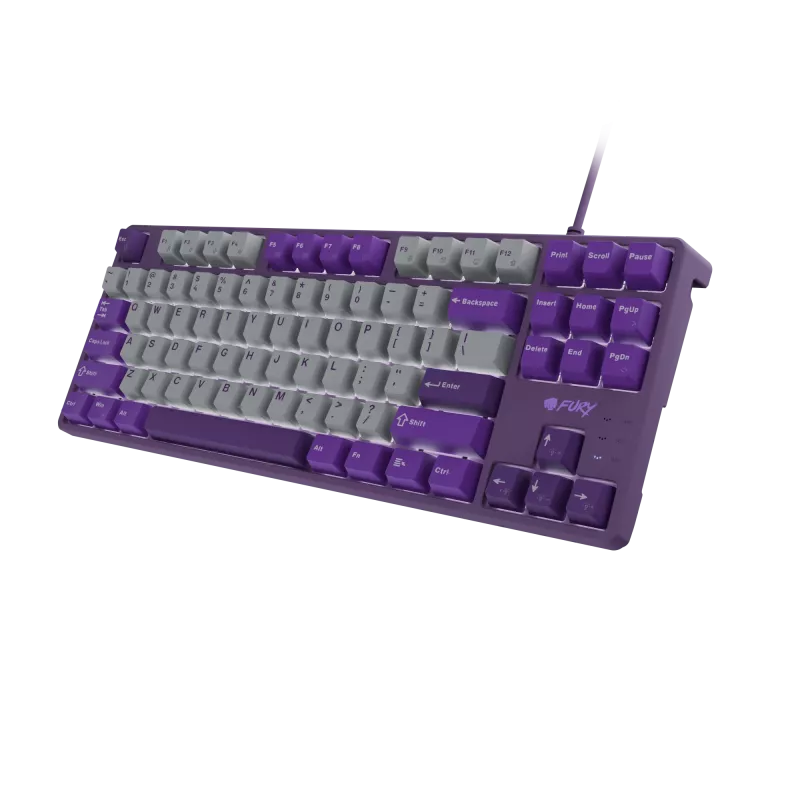 NATEC Fury žaidimų klaviatūra Kanabo K2 US balta foninė mechaninė pilkai violetinė