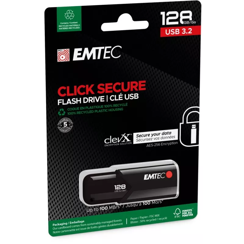 USB atmintinė Emtec 128 GB USB Type-A 3.2 Gen 2 juoda