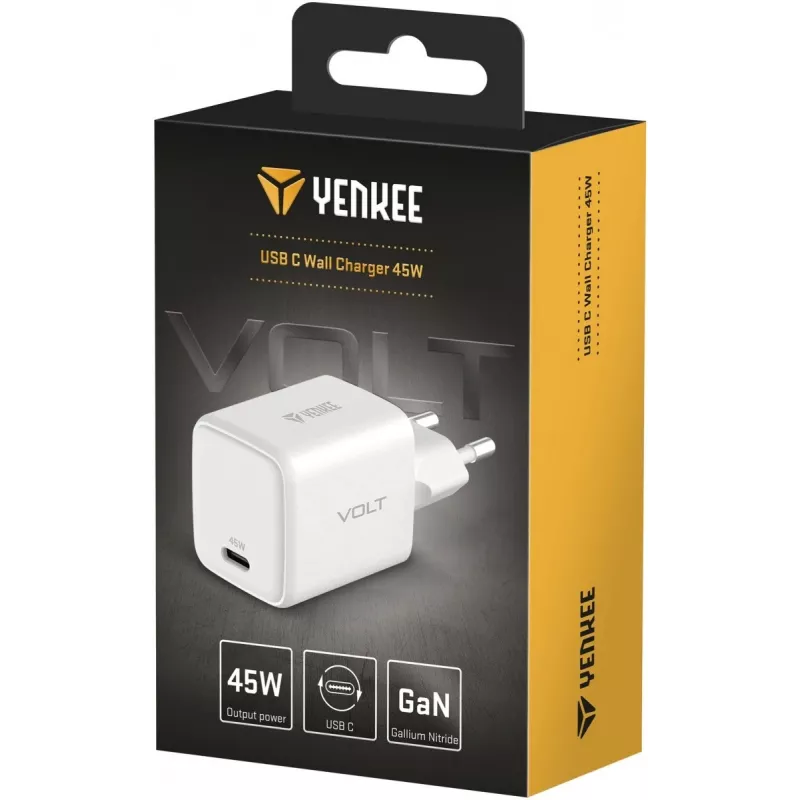 USB-C įkroviklis YENKEE G45 VOLT 45W Power Delivery 3.0, 3A išvestis