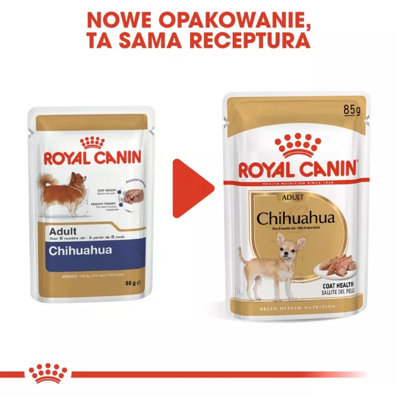 Šlapias šunų maistas Royal Canin Chihuahua Adult pakelis 85 g — paukštiena, suaugusiems čihuahua 1–1,9 kg
