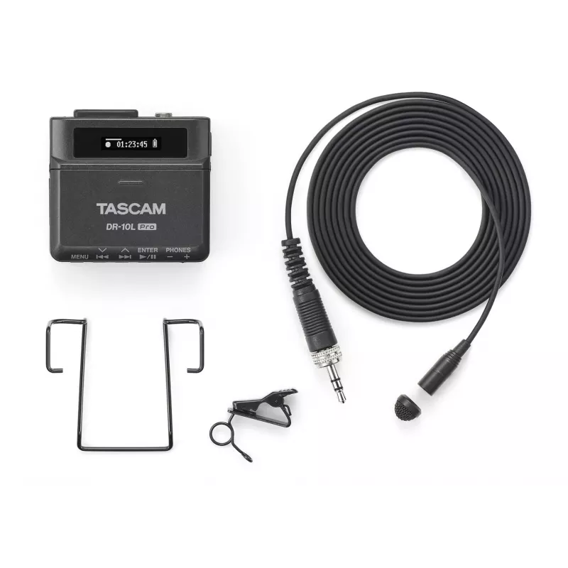 Nešiojamasis skaitmeninis diktofonas Tascam DR-10L Pro su lavalier mikrofonu, 24 bitų/96 kHz, MicroSDXC, USB-C