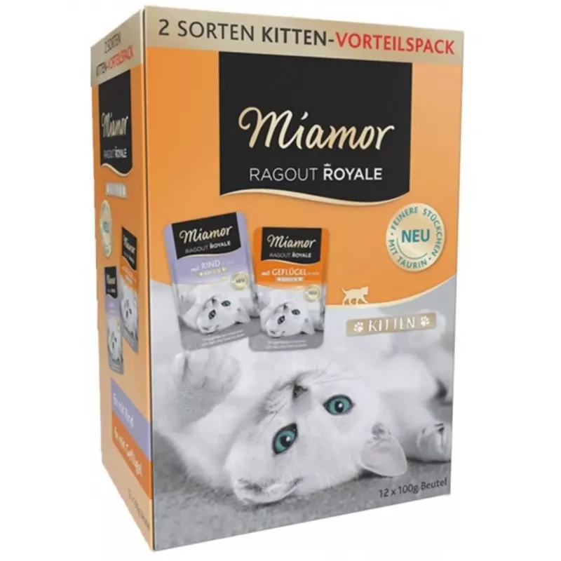 MIAMOR Ragout Royale Kitten Mix želė – šlapias kačių maistas – 12x100g