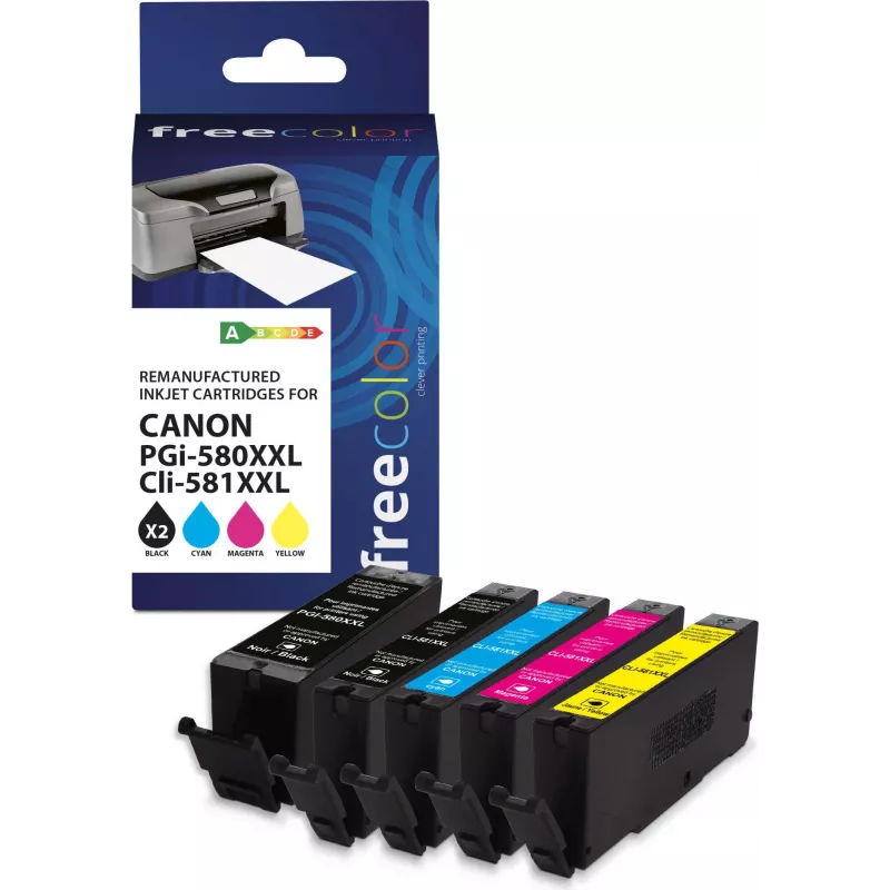 Kasetės Freecolor Canon PGI-580XXL juoda+CLI-581XXL BK/C/M/Y