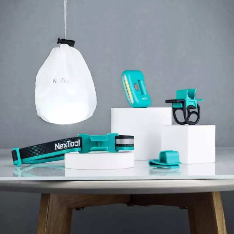 Priekinė lempa Nextool NE20005 įkraunama LED galvos juostos lempa 170 lm, USB-C, 37,8 g, ABS, debesų mėlynumo