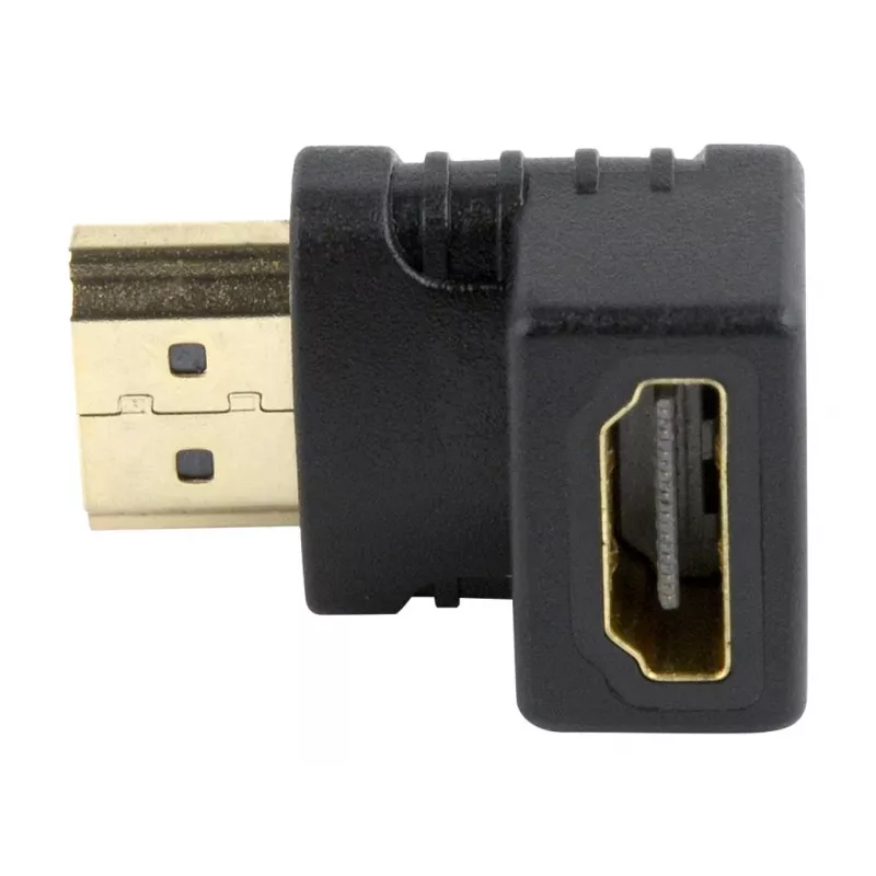 HDMI jungčių adapteris GEMBIRD A-HDMI90-FML, HDMI į HDMI, stačiakampis 90° adapteris, juodas