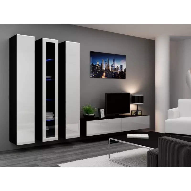 Cama uždara Spintelė VIGO '180' 180/40/30 baltas/juodas blizgus