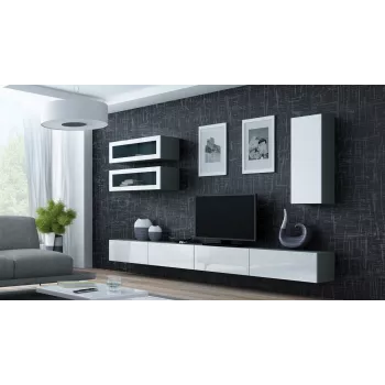 Cama TV stovas VIGO 140 30/140/40 sonomos ąžuolas/baltas blizgus