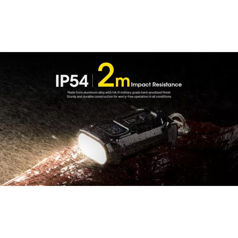 Raktų pakabuko žibintuvėlis Nitecore TINI3, juodas, 600 lm, USB įkraunamas