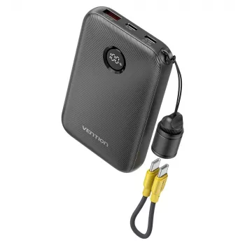 Išorinė baterija Vention FKAB0-C 10000 mAh, 2× USB-C + 1× USB-A, 22,5 W, juoda