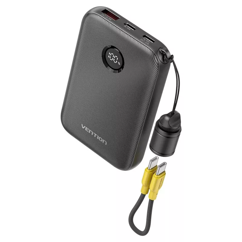 Išorinė baterija Vention FKAB0-C 10000 mAh, 2× USB-C + 1× USB-A, 22,5 W, juoda