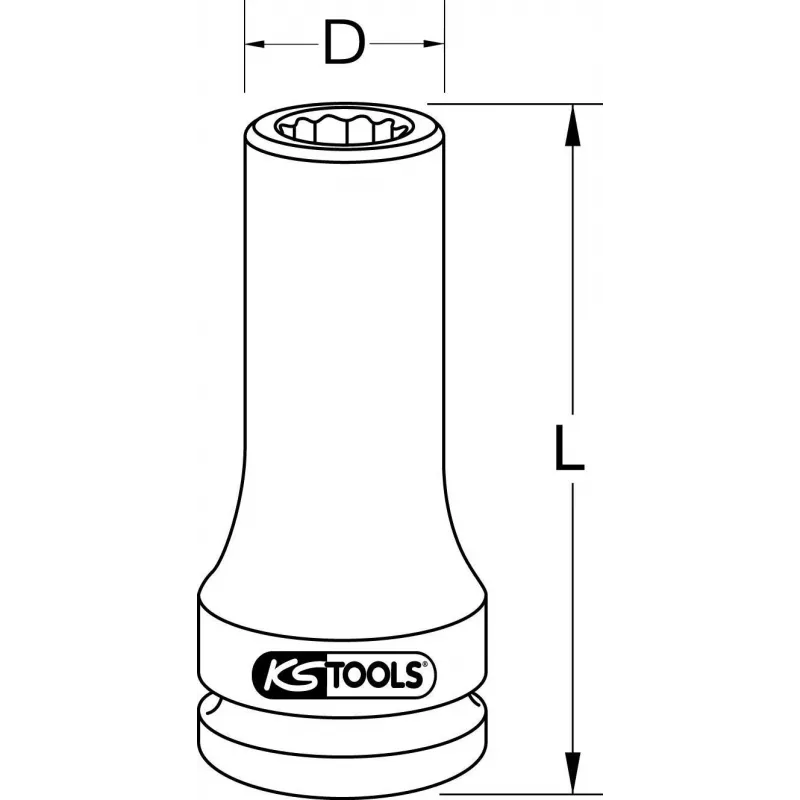 Torx lizdas KS Tools E20 3/4 colio ilgas (modelis 460.1502) 3/4 colio pavarai