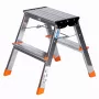 Sulankstomos kopėčios Krause Treppy Sidabrinė 130020 — aliuminio, 2 pakopos, 150 kg talpa, sulenktos 55×20 cm, svoris 2 kg
