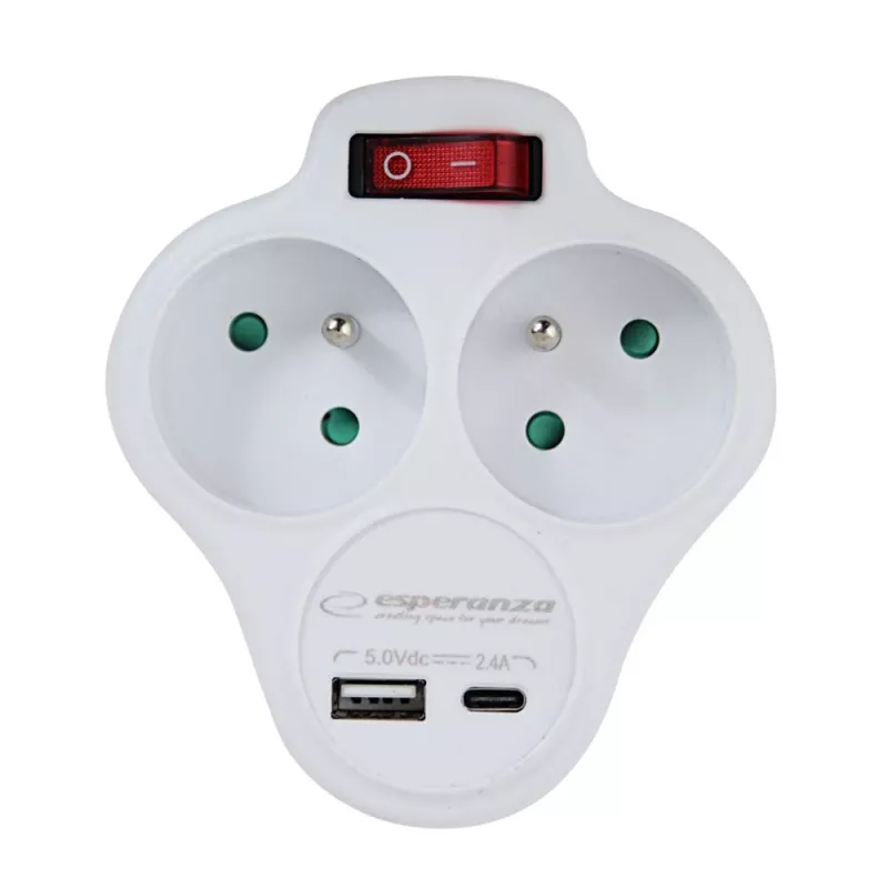 Esperanza ELK311W Elektrinis skirstytuvas 2 GN. USB-C USB-A ON. Baltas