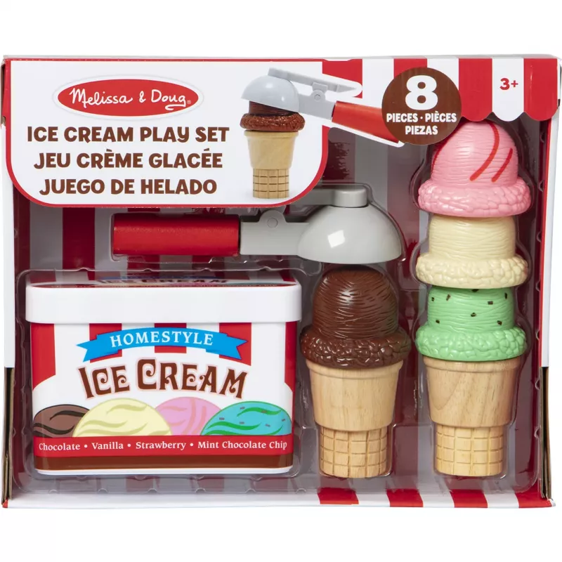 Melissa & Doug ledų kaušelio ir dėjimo rinkinys žaidimų virtuvei