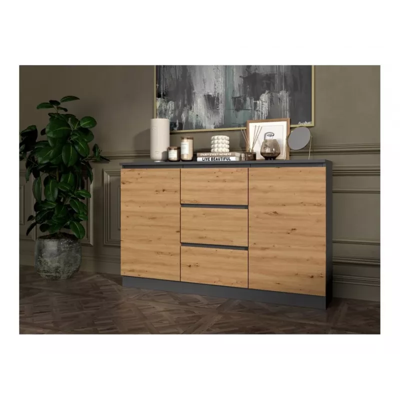 2D3S komoda 120x30x75 cm, antracitas/artisan