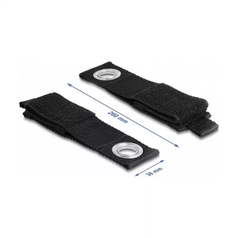 DeLOCK didelio stiprumo užsegimo dirželis su lipnia juostele L 260 x P 38 mm juodas 5 vnt.