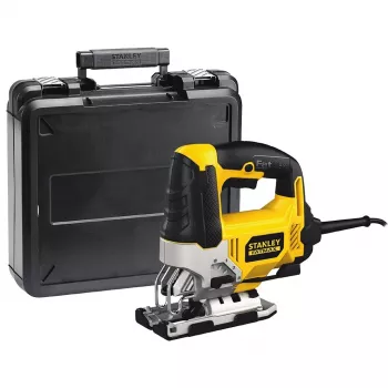 Siaustinis pjūklas STANLEY FME340K — 710 W, 3000 smūgių/min., pjovimo gylis medienoje 85 mm, pliene 10 mm, viršutinė rankena, nuolydžio reguliavimas