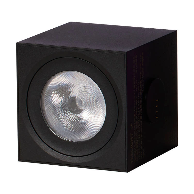 Išmanioji stalo lempa Yeelight Cube — įvairiaspalvė, Wi‑Fi/Bluetooth, 2,4 GHz, Bluetooth 5.0, AC 100–240 V, 1,5 m laidas, juoda