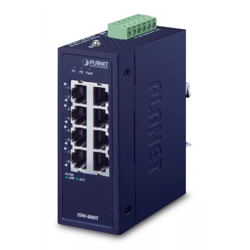 PLANET ISW-800T tinklo komutatorius, nevaldomas L2 Fast Ethernet (10/100), mėlynas