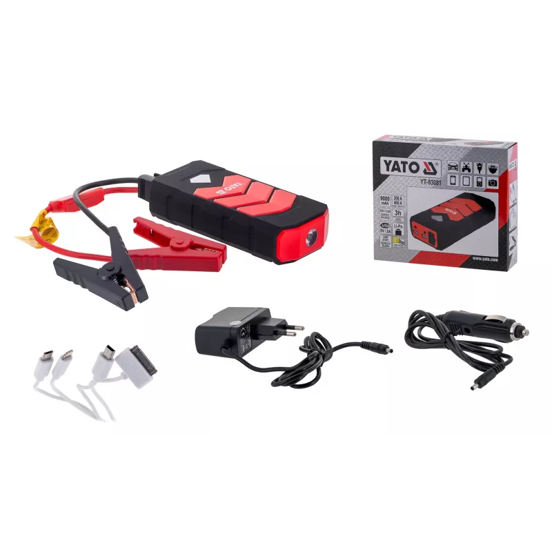 Automobilio starteris YATO YT-83081 automobilinė išorinė baterija 9000 mAh 9000 mAh juoda, oranžinė