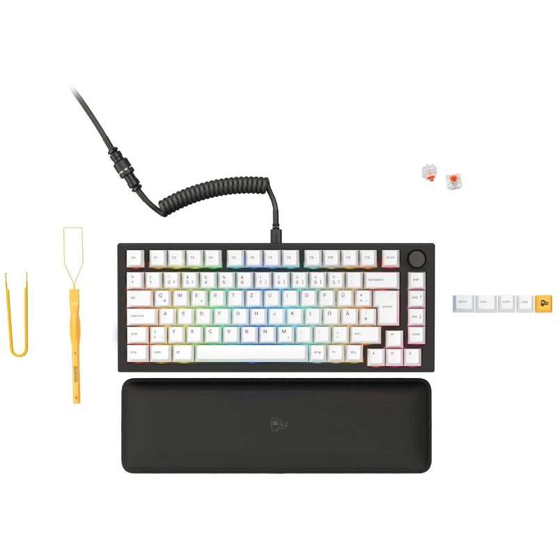 Glorious GMMK Pro Juoda Slate 75% TKL klaviatūra - surinkta, ISO DE išdėstymas - juoda (GLO-GMMK-P75-FOX-ISO-B-DE)