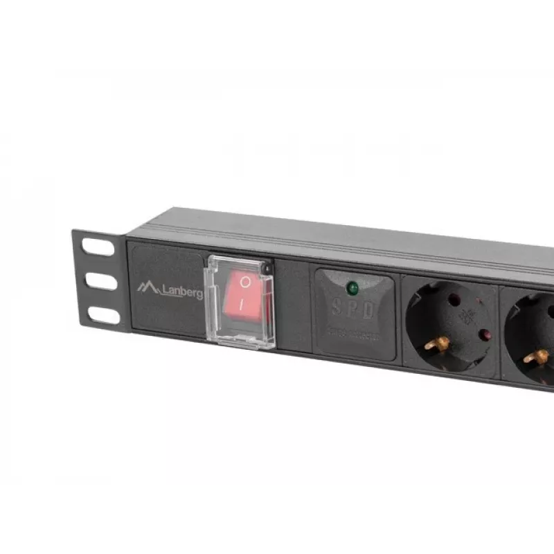 Lanberg PDU-05F-0200-BK maitinimo paskirstymo įrenginys (PDU) 5 kintamosios srovės lizdai 1U juodas