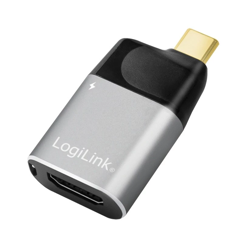 LogiLink USB 3.2 Gen2 Type-C adapteris C/M į HDMI-A USB-C 4K PD aliuminis juodai pilkas