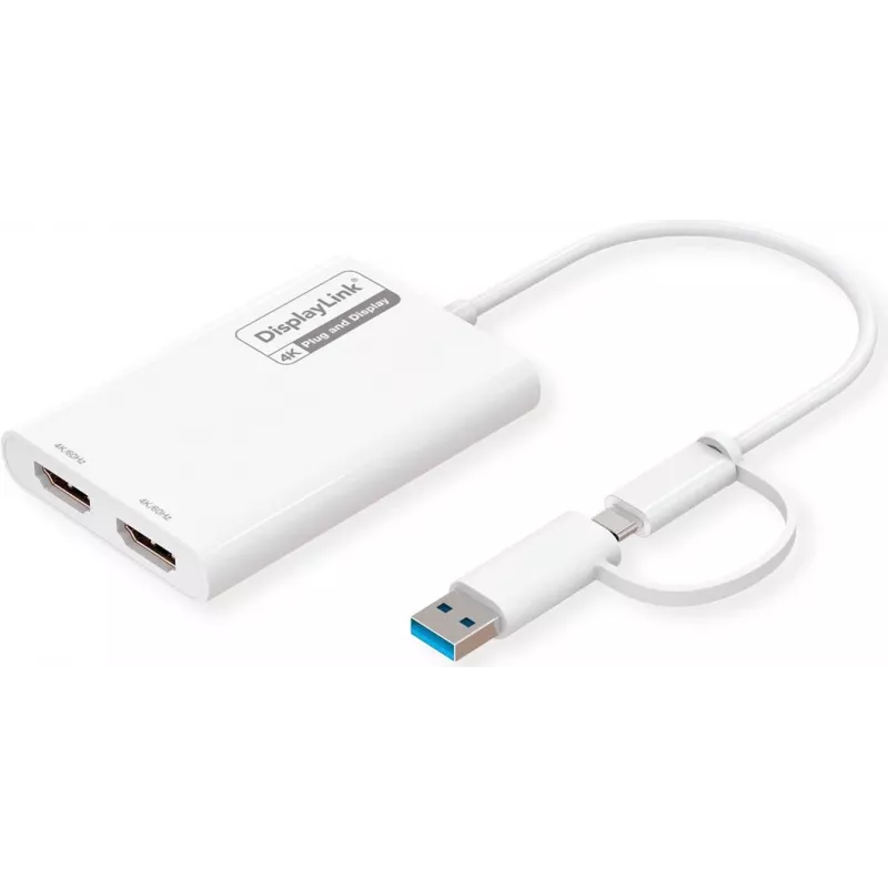 ROLINE Ekrano adapteris USB Type C A - Dual HDMI 4K60 ST/BU - Adapteris - Skaitmeninis/Duomenų (12.03.3206)