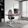 Reguliuojamo aukščio stalas Up Up Bjorn White, stalviršis M Dark Walnut