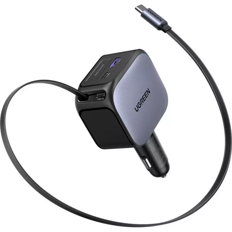 Automobilinis įkroviklis UGREEN Fast 2 prievadų 145W USB-C/USB-A modelis 55910B