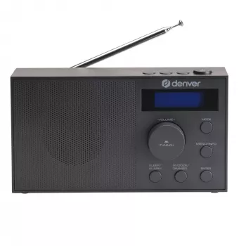 Radijas DENVER DAB-51B — kompaktiškas skaitmeninis DAB+/FM/AM radijas, juodas