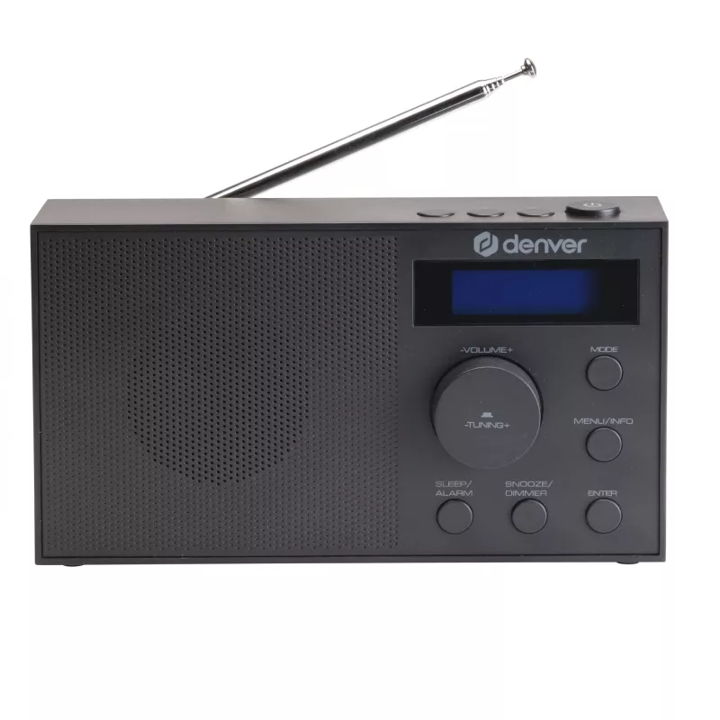 Radijas DENVER DAB-51B — kompaktiškas skaitmeninis DAB+/FM/AM radijas, juodas