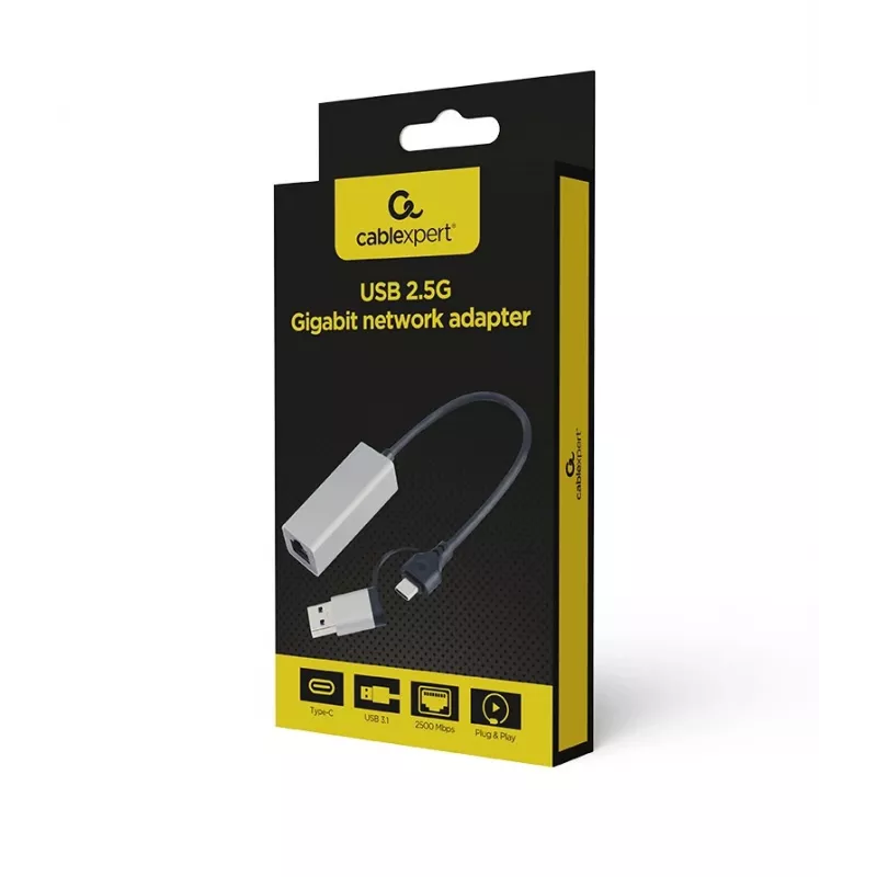 “PowerLine” tinklo adapteris Gembird A-USB3AC-LAN2G-01 2500 Mbit/s Ethernet LAN