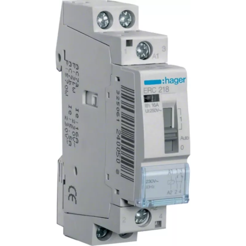 Hager ERC218 - Pilka - 1 - 10 mm² - 230 V - 50 Hz - 16 A - 17,85 x 60 x 83 mm