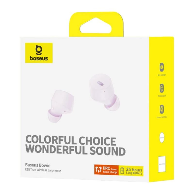 Headset Baseus Bowie E18 True Wireless Stereo (TWS) In-ear Bluetooth USB Type-C Purple — Calls & Music