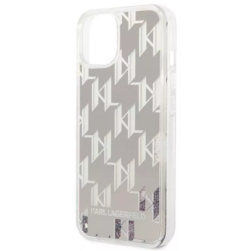 Karl Lagerfeld KLHCP14MLMNMS iPhone 14 Plus 6.7 kietas dėklas sidabrinis/sidabrinis Liquid Glitter Monogram