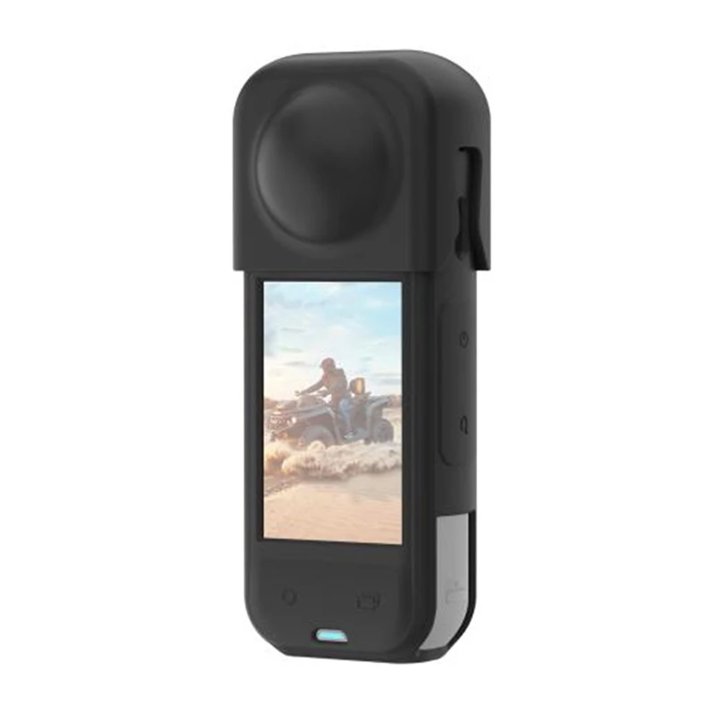 PULUZ silikoninis apsauginis dėklas su objektyvo dangteliu, skirtas Insta360 X5 (juodas)