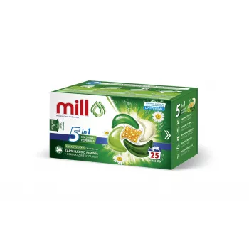 MILL PRO 5k skalbimo kapsulės + UNIVERSAL minkštinimo granulės, 25 vnt.