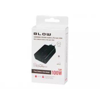 Sieninis įkroviklis BLOW 4×USB-C PD 100W GaN, 4 prievadai, PD 3.0, PPS, 200–240V įvestis