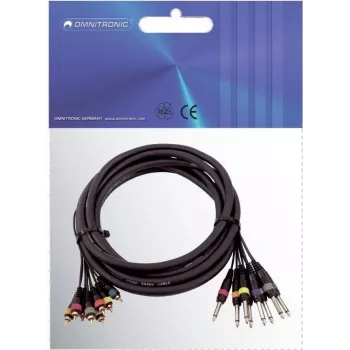 Garso gyvatės kabelis Omnitronic 8×RCA į 8×1/4 colio mono lizdas, 15 m, modelis 30304748