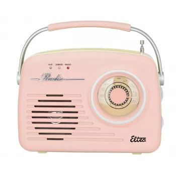 Retro stalinis radijas Eltra LUIZA RETRO SP-11 su MP3, USB ir SD kortelės palaikymu, rožinis