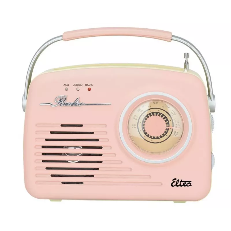 Retro stalinis radijas Eltra LUIZA RETRO SP-11 su MP3, USB ir SD kortelės palaikymu, rožinis